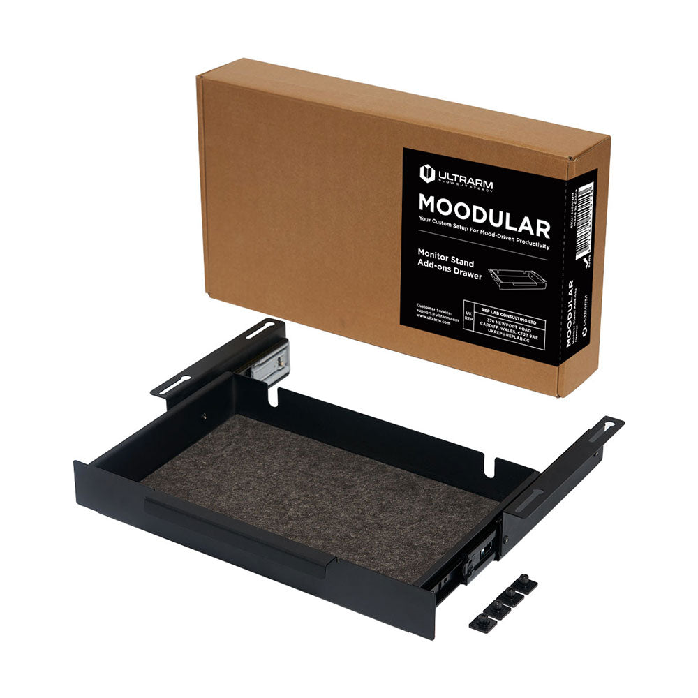 ULTRARM monitor arm and Moodular wooden monitor stand — modular, ergonomic, and designed for VISION ultrawide monitors. Enhances comfort, saves space, and elevates your workspace with precision craftsmanship.
